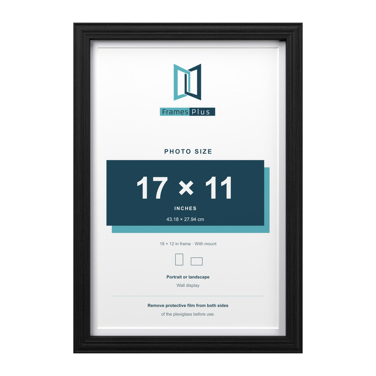 Devon Black 18 x 12 inch picture frame with a white mount for a 17 x 11 inch photo
