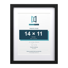 Devon Black 18 x 14 inch picture frame with a white mount for a 14 x 11 inch photo