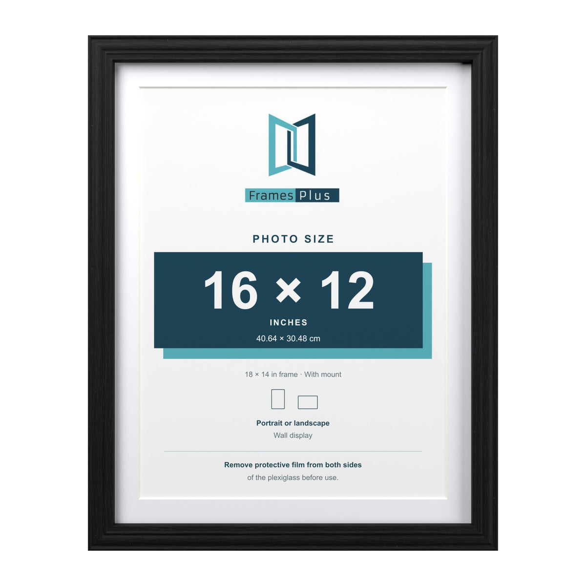 Devon Black 18 x 14 inch picture frame with a white mount for a 16 x 12 inch photo