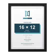 Devon Black 18 x 14 inch picture frame with a white mount for a 16 x 12 inch photo