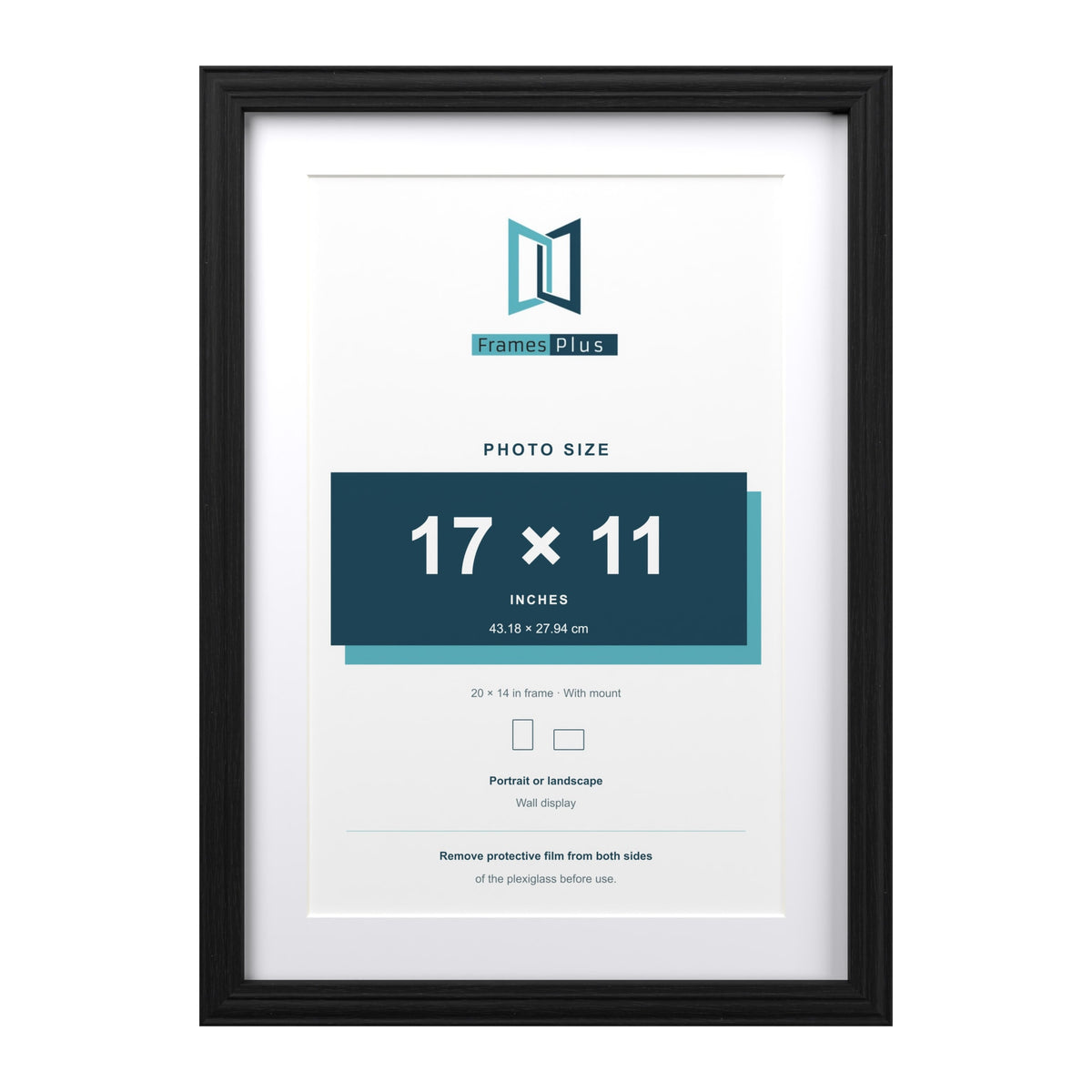 Devon Black 20 x 14 inch picture frame with a white mount for a 17 x 11 inch photo