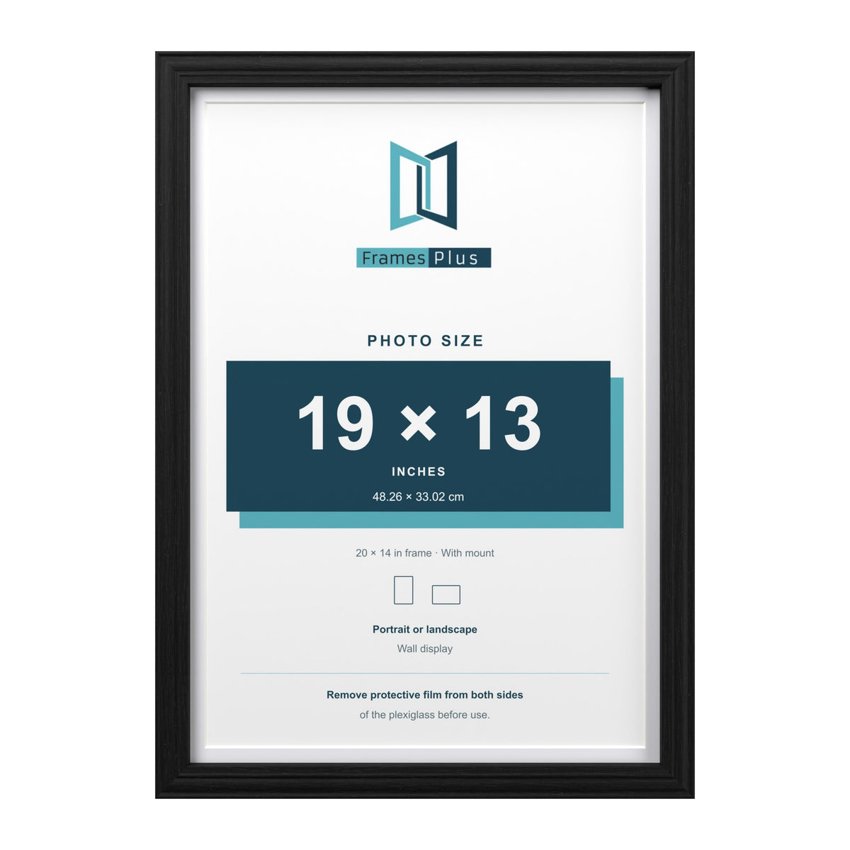Devon Black 20 x 14 inch picture frame with a white mount for a 19 x 13 inch photo
