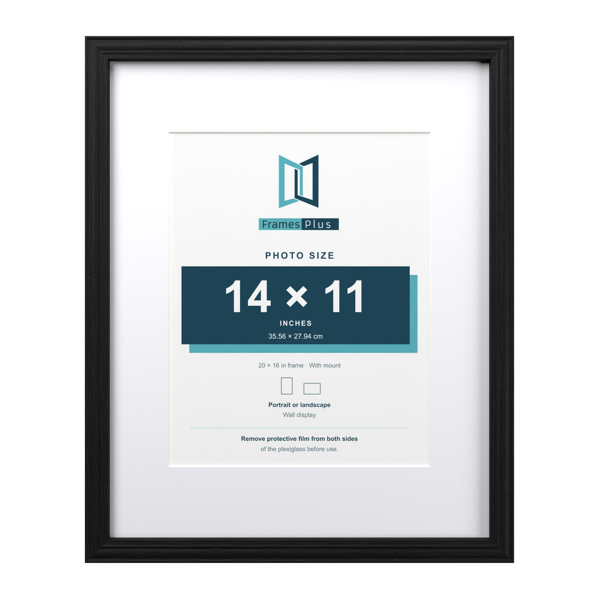 Devon Black 20 x 16 inch picture frame with a white mount for a 14 x 11 inch photo