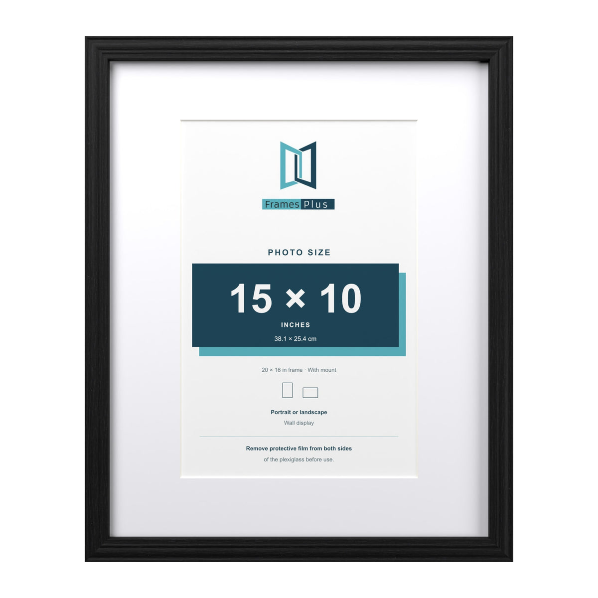 Devon Black 20 x 16 inch picture frame with a white mount for a 15 x 10 inch photo