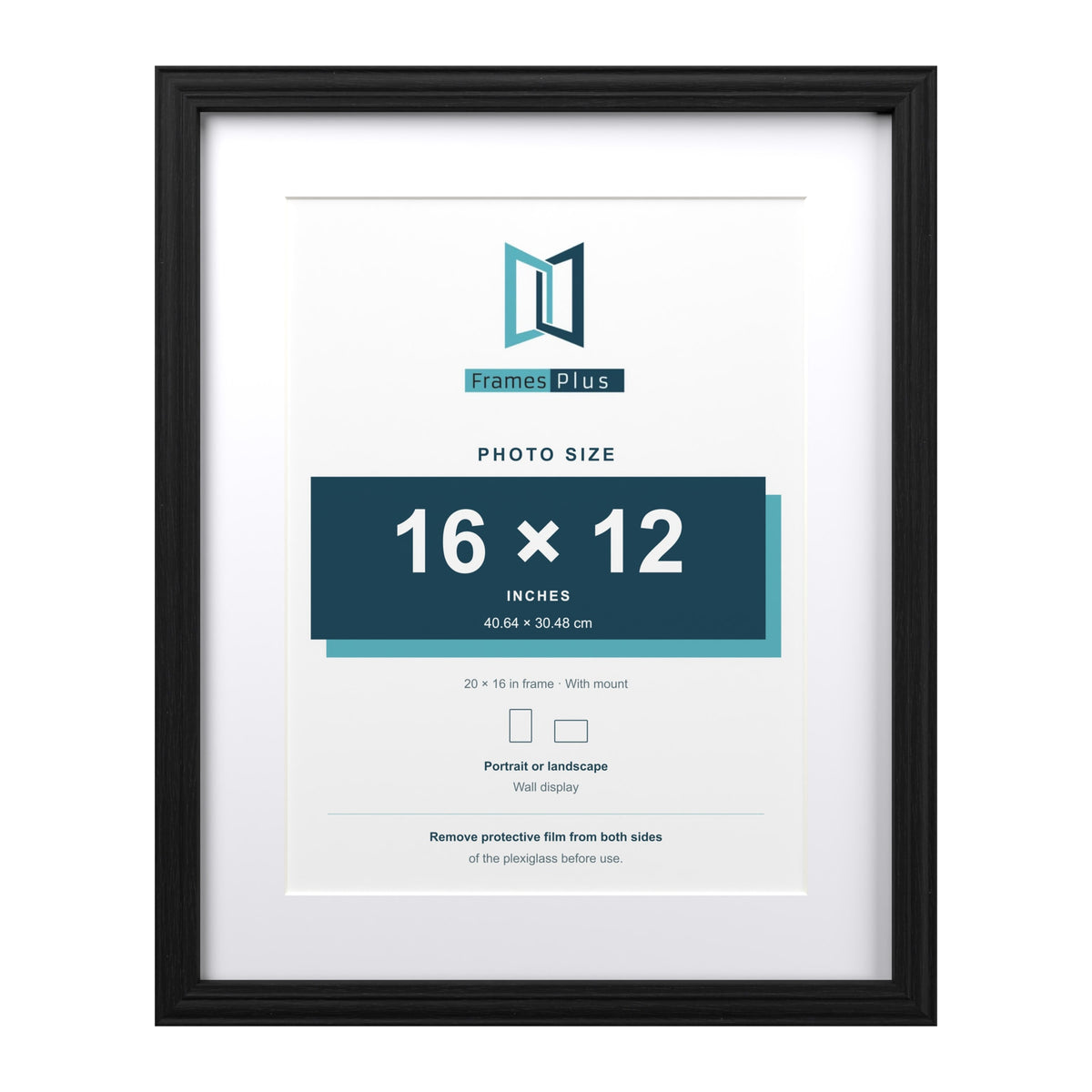 Devon Black 20 x 16 inch picture frame with a white mount for a 16 x 12 inch photo