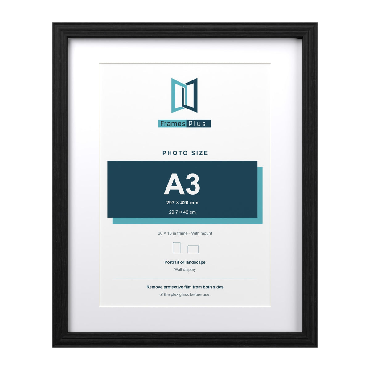 Devon Black 20 x 16 inch picture frame with a white mount for an A3 photo