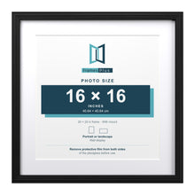 Devon Black 20 x 20 inch picture frame with a white mount for a 16 x 16 inch photo