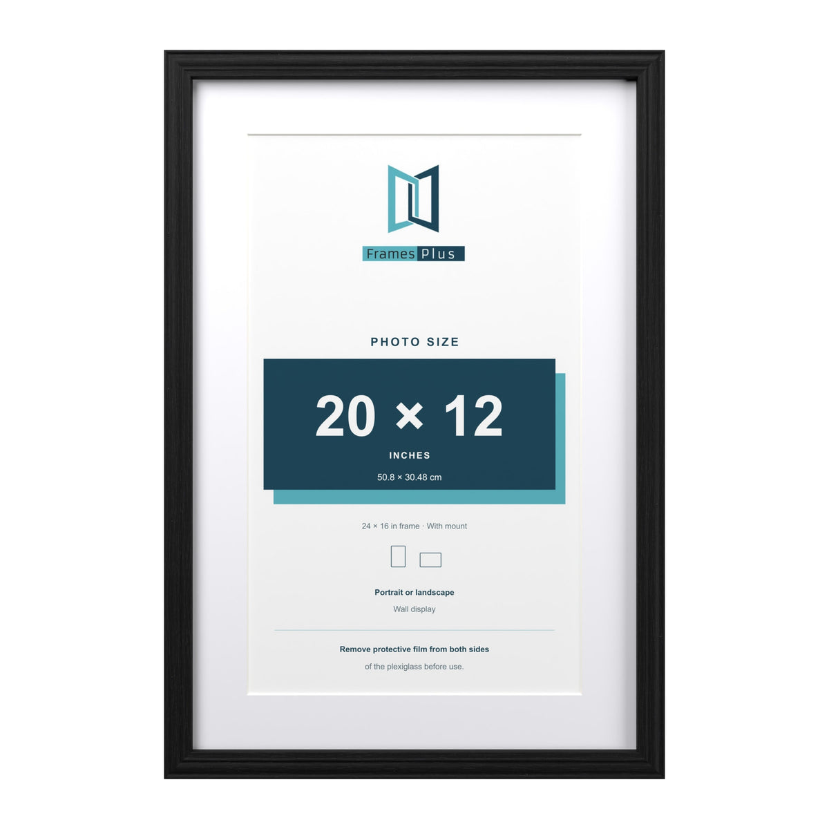 Devon Black 24 x 16 inch picture frame with a white mount for a 20 x 12 inch photo