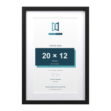 Devon Black 24 x 16 inch picture frame with a white mount for a 20 x 12 inch photo