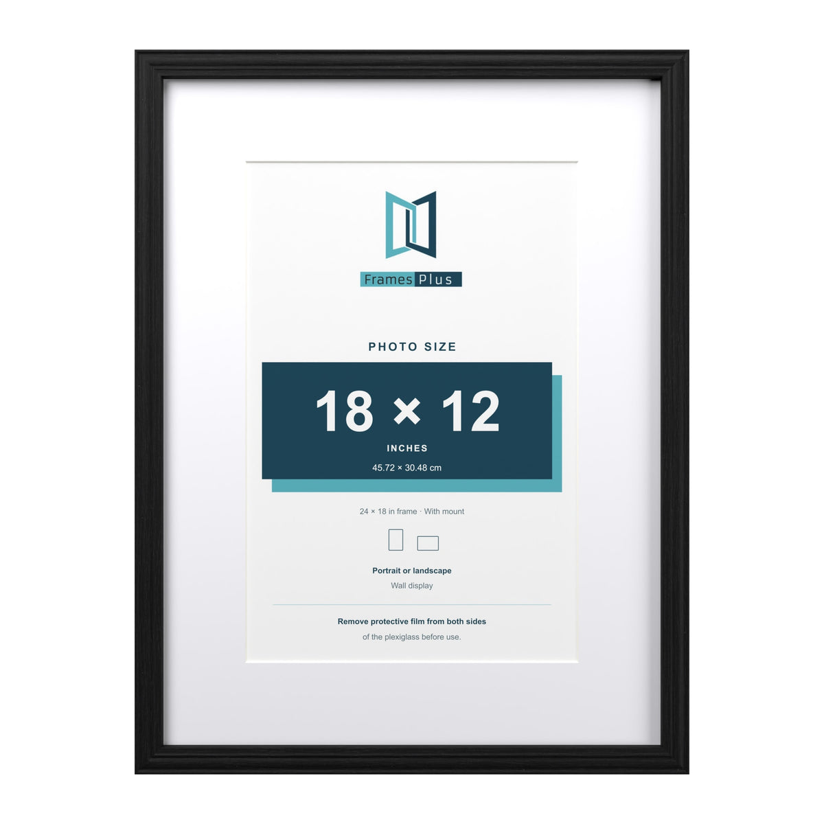 Devon Black 24 x 18 inch picture frame with a white mount for an 18 x 12 inch photo