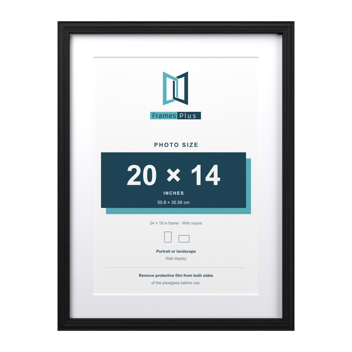 Devon Black 24 x 18 inch picture frame with a white mount for a 20 x 14 inch photo