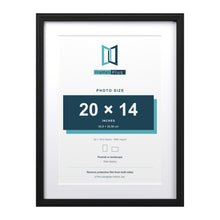 Devon Black 24 x 18 inch picture frame with a white mount for a 20 x 14 inch photo