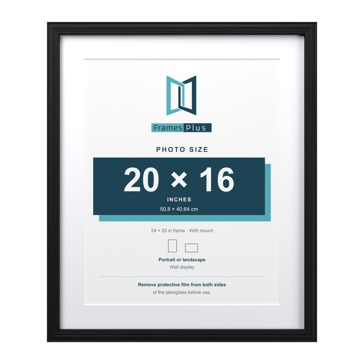 Devon Black 24 x 20 inch picture frame with a white mount for a 20 x 16 inch photo