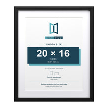 Devon Black 24 x 20 inch picture frame with a white mount for a 20 x 16 inch photo