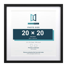 Devon Black 24 x 24 inch picture frame with a white mount for a 20 x 20 inch photo