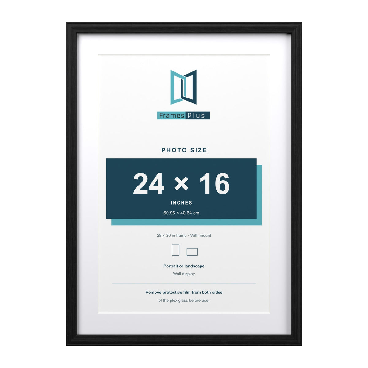 Devon Black 28 x 20 inch picture frame with a white mount for a 24 x 16 inch photo