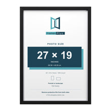 Devon Black 28 x 20 inch picture frame with a white mount for a 27 x 19 inch photo