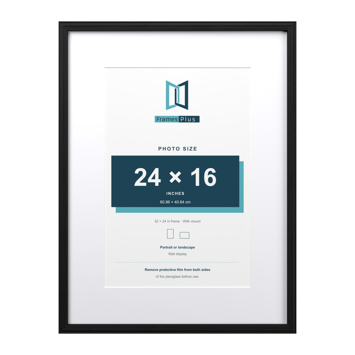 Devon Black 32 x 24 inch picture frame with a white mount for a 24 x 16 inch photo