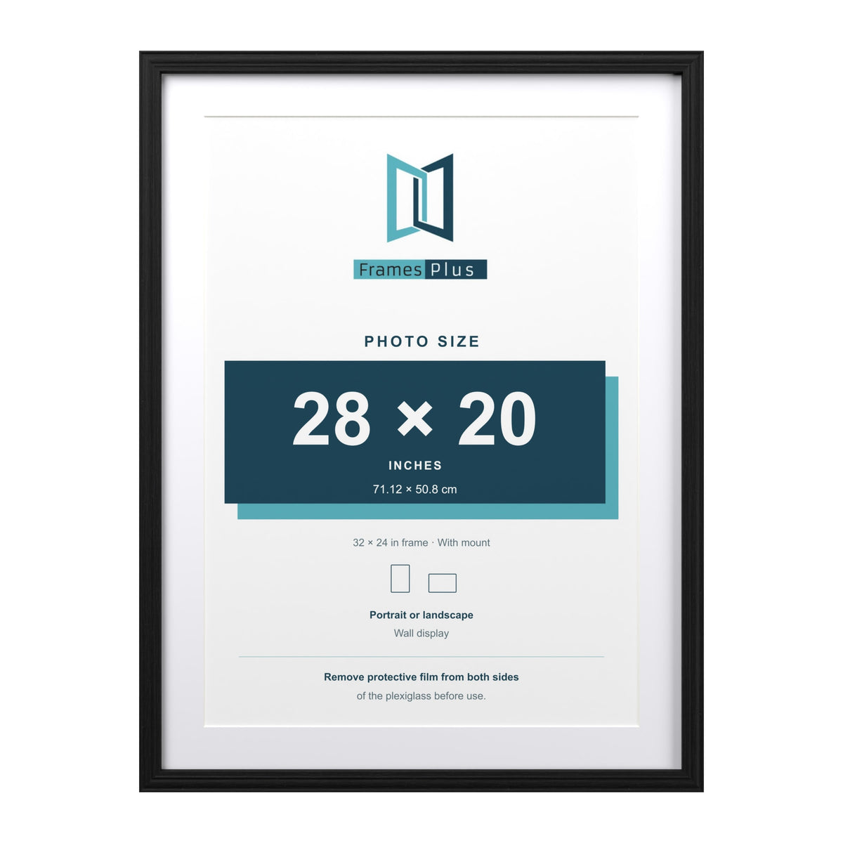 Devon Black 32 x 24 inch picture frame with a white mount for a 28 x 20 inch photo