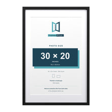 Devon Black 36 x 24 inch picture frame with a white mount for a 30 x 20 inch photo