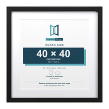 Devon Black 50 x 50 cm picture frame with a white mount for a 40 x 40 cm photo