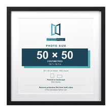 Devon Black 60 x 60 cm picture frame with a white mount for a 50 x 50 cm photo