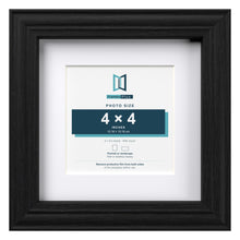 Devon Black 6 x 6 inch picture frame with a white mount for a 4 x 4 inch photo