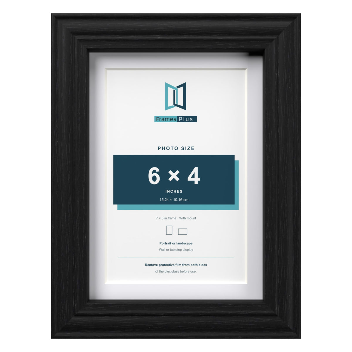 Devon Black 7 x 5 inch picture frame with a white mount for a 6 x 4 inch photo