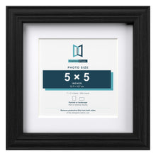 Devon Black 7 x 7 inch picture frame with a white mount for a 5 x 5 inch photo