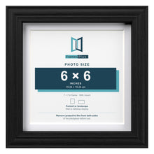 Devon Black 7 x 7 inch picture frame with a white mount for a 6 x 6 inch photo