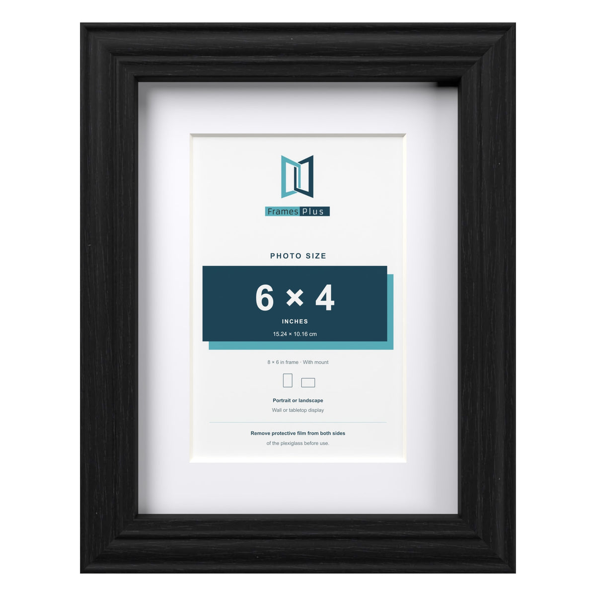 Devon Black 8 x 6 inch picture frame with a white mount for a 6 x 4 inch photo