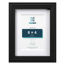 Devon Black 8 x 6 inch picture frame with a white mount for a 6 x 4 inch photo