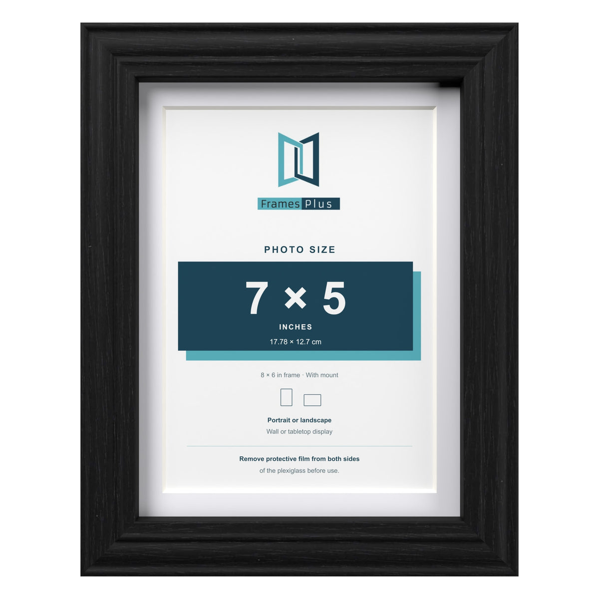 Devon Black 8 x 6 inch picture frame with a white mount for a 7 x 5 inch photo