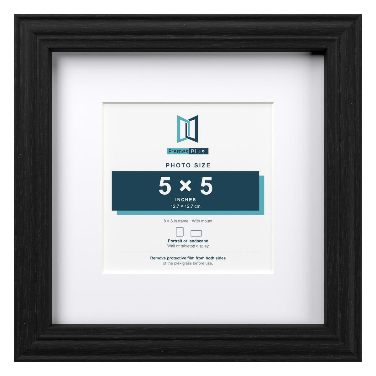 Devon Black 8 x 8 inch picture frame with a white mount for a 5 x 5 inch photo