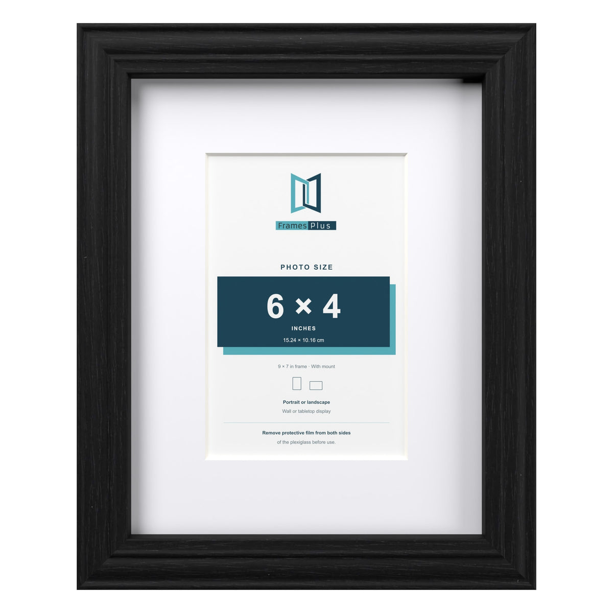 Devon Black 9 x 7 inch picture frame with a white mount for a 6 x 4 inch photo