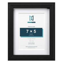 Devon Black 9 x 7 inch picture frame with a white mount for a 7 x 5 inch photo
