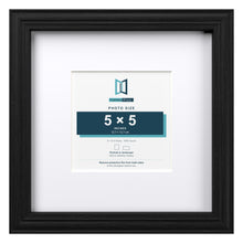 Devon Black 9 x 9 inch picture frame with a white mount for a 5 x 5 inch photo