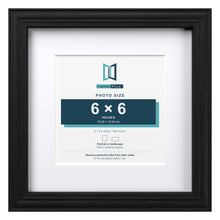 Devon Black 9 x 9 inch picture frame with a white mount for a 6 x 6 inch photo