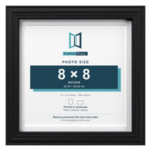 Devon Black 9 x 9 inch picture frame with a white mount for an 8 x 8 inch photo