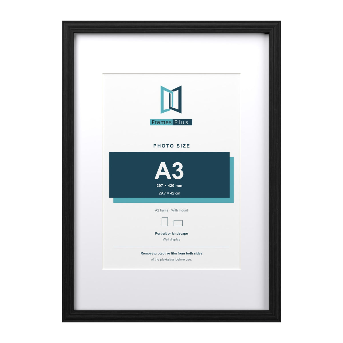 Devon Black A2 picture frame with a white mount for an A3 photo