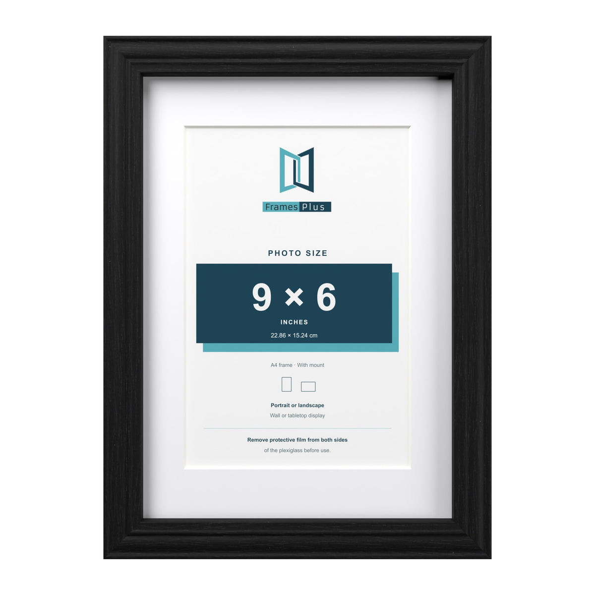 Devon Black A4 picture frame with a white mount for a 9 x 6 inch photo
