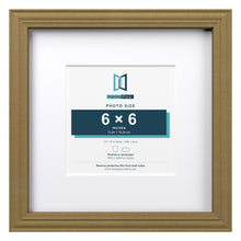 Devon Gold 10 x 10 inch picture frame with a white mount for a 6 x 6 inch photo