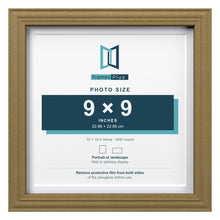 Devon Gold 10 x 10 inch picture frame with a white mount for a 9 x 9 inch photo