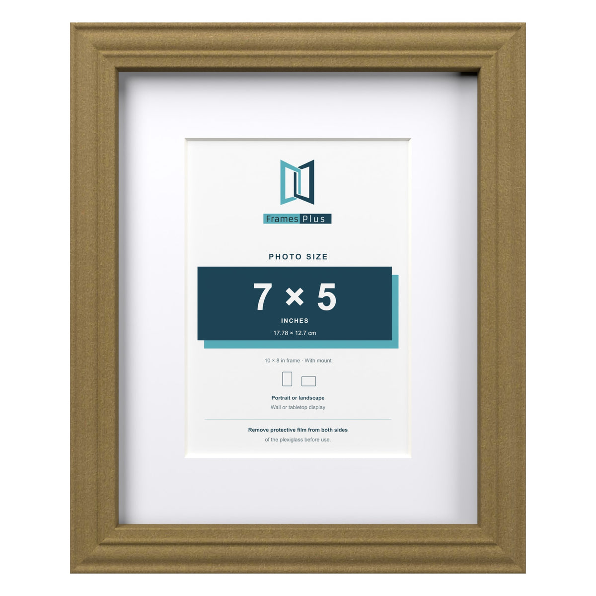 Devon Gold 10 x 8 inch picture frame with a white mount for a 7 x 5 inch photo