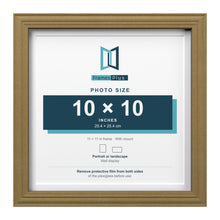 Devon Gold 11 x 11 inch picture frame with a white mount for a 10 x 10 inch photo