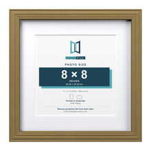 Devon Gold 11 x 11 inch picture frame with a white mount for an 8 x 8 inch photo