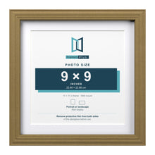 Devon Gold 11 x 11 inch picture frame with a white mount for a 9 x 9 inch photo