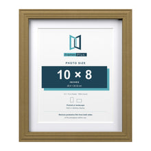 Devon Gold 12 x 10 inch picture frame with a white mount for a 10 x 8 inch photo