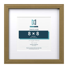 Devon Gold 12 x 12 inch picture frame with a white mount for an 8 x 8 inch photo
