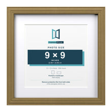 Devon Gold 12 x 12 inch picture frame with a white mount for a 9 x 9 inch photo